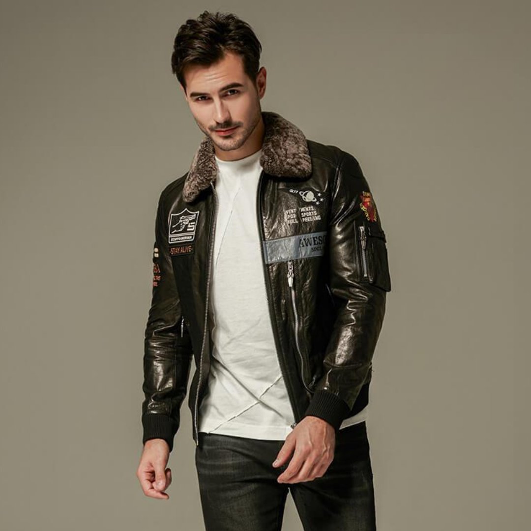 Men's Leather Moto Biker Jacket