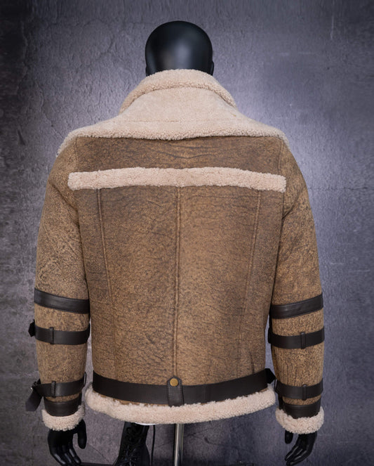 Aviator Bomber Real Shearling Sheepskin Leather Jacket