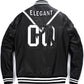 Black 3D Embroidery Patched Genuine Leather Varsity Letterman Jacket
