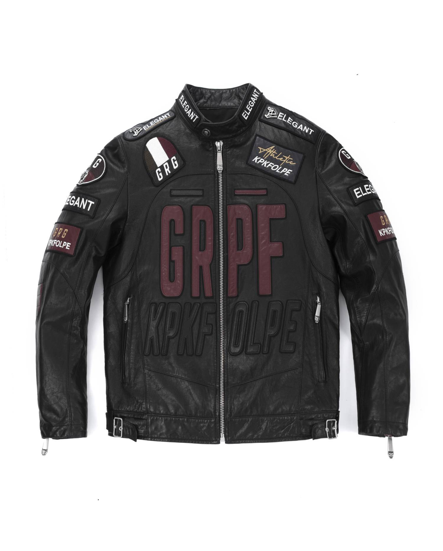 Black Full Patched Genuine Leather Racer Jacket