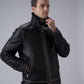 Black Fur jacket Real Shearling jacket Sheepskin Warm Leather Jacket