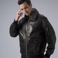 Black G-1 Navy Leather Flight Jacket with Removable Fur Collar