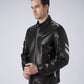 Classic Black Band Quilted Leather Racer Jacket