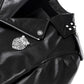 Black Metal Rivet Genuine Leather Moto Biker Jacket