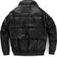 Black Patched Genuine Leather Down Jacket