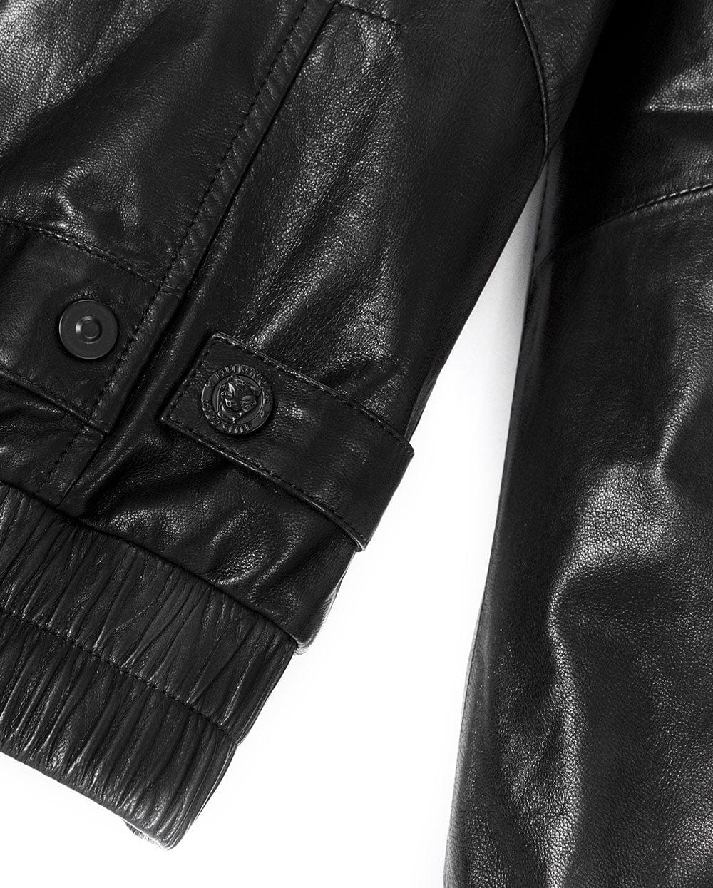 Black Quilted Genuine Leather Bomber Jacket