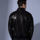 Black Retro Leather Bomber Jackets Motorcycle Coats