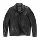 Black Slogan Embroidery Patches Genuine Leather Bomber Jacket