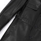 Black Structured Belt Genuine Leather Trench Coat