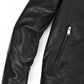 Black Structured Quilted Belt Moto Biker Genuine Leather Jacket