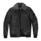 Black Wool Fur Collar Embroidery Genuine Leather Bomber Jacket