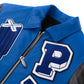 Blue-Black Splicing Designed Patches Genuine Leather Bomber Jacket