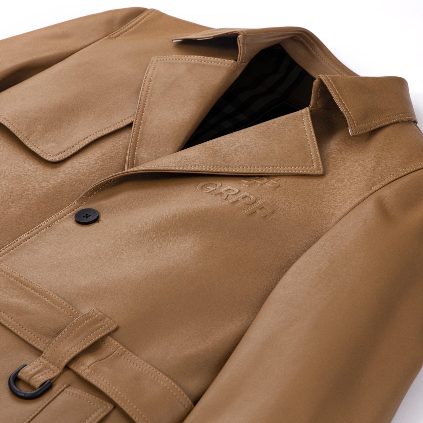 Classic Brown Thicken Lambskin Genuine Leather Trench Coat