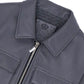Grey Classic Zip-up Leather Trucker Jacket