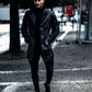 Men's Black Mid-length Goatskin Leather Trench Coat