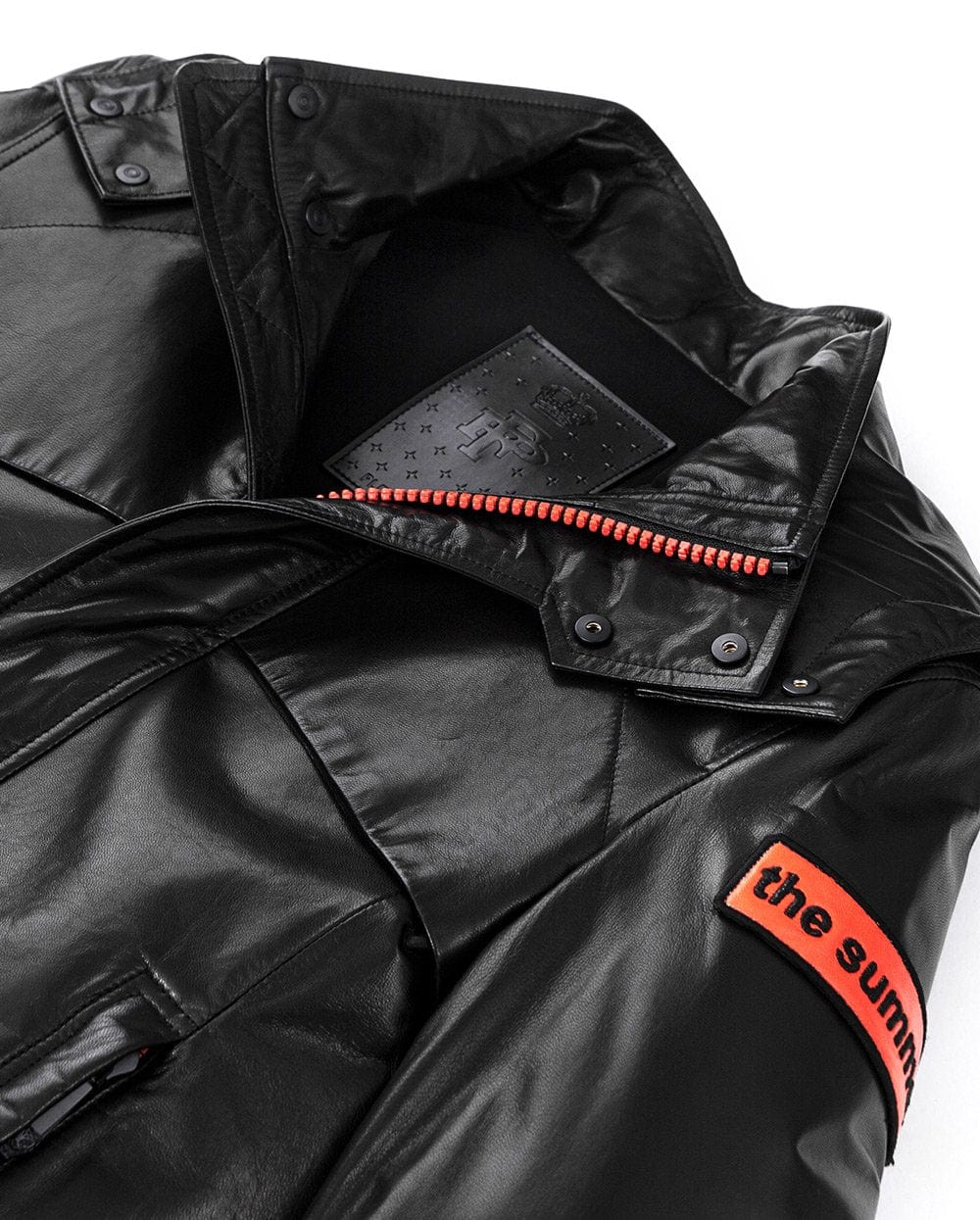 Hooded Patches Genuine Leather Bomber Jacket