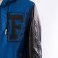 Hooded Pattern Patched Lambskin Leather Bomber Jacket