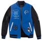 Lambskin Embroidery Patched Genuine Leather Varsity Bomber Jacket