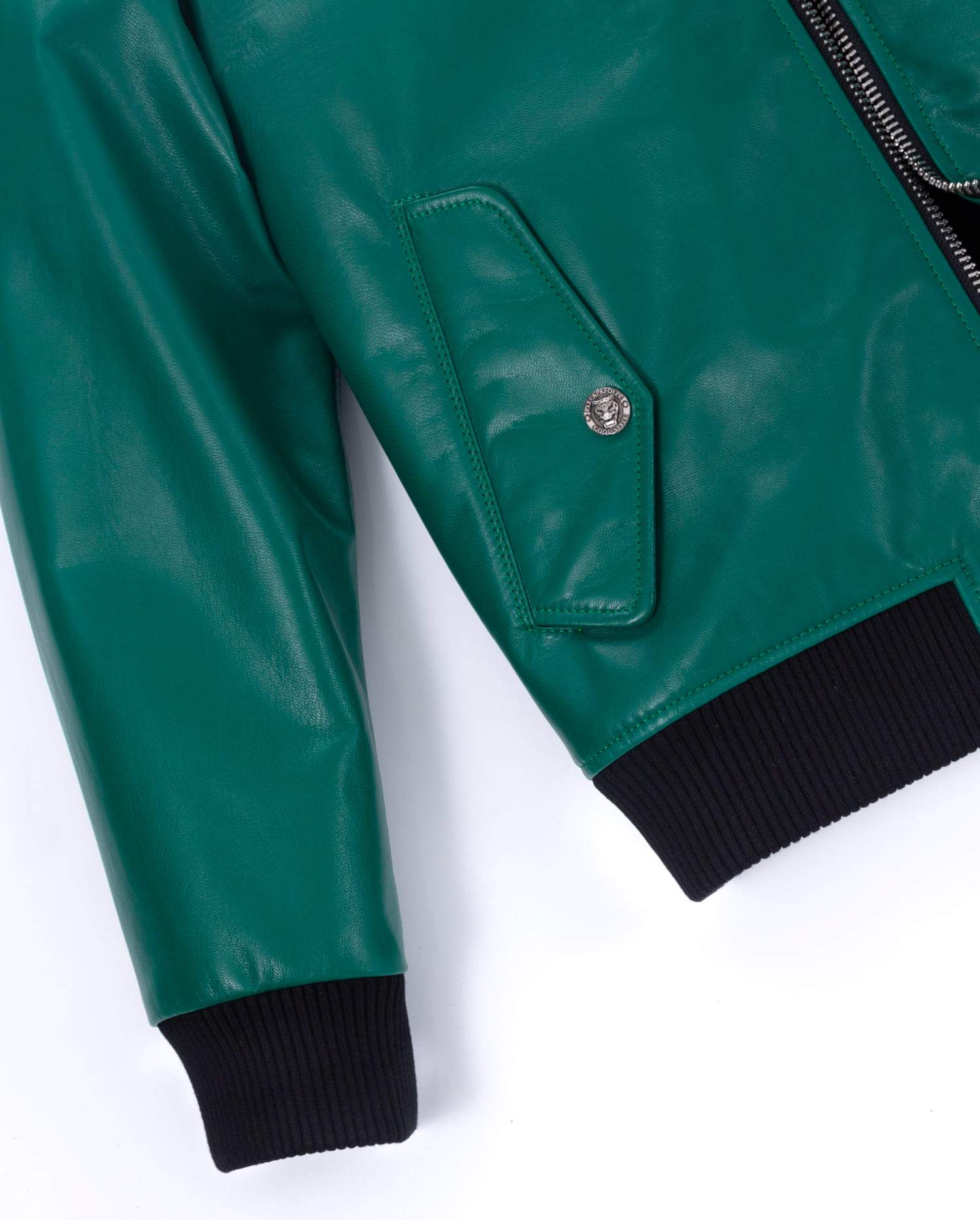 Lambskin Simple Clean Designed Genuine Leather Bomber Jacket