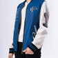 Lambskin Embroidery Patched Leather Letterman Varsity Bomber Jacket