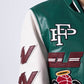 Lambskin Patched Color Splicing Leather Varsity Bomber Jacket