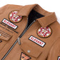 Light Brown High Fashion Patched Genuine Leather Jacket