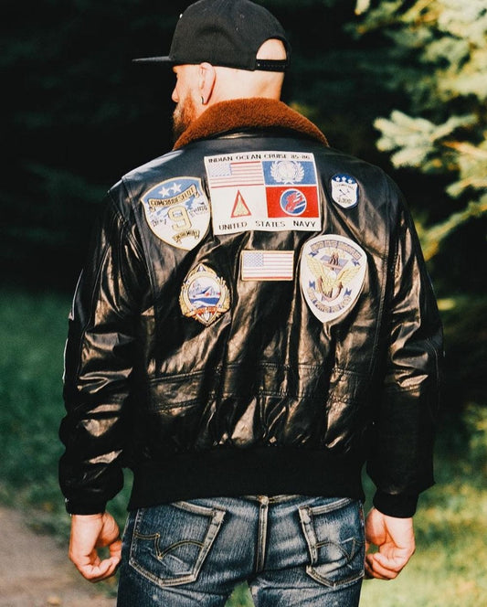Classic Top Gun Inspired Navy G-1 Flight Leather Jacket