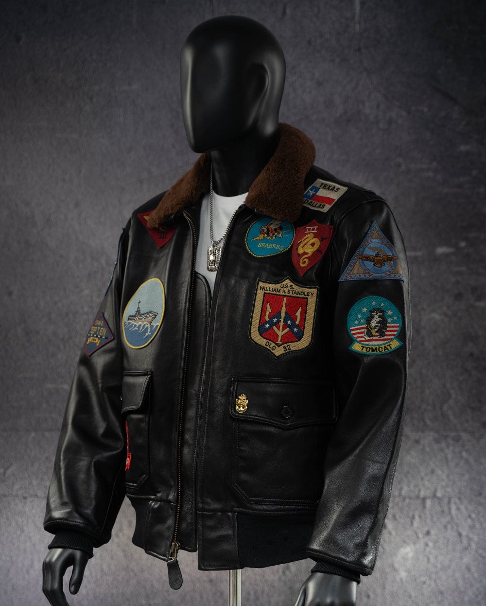 Classic Top Gun Inspired Navy G-1 Flight Leather Jacket