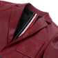 Red Goatskin Patched Leather Blazer Coat