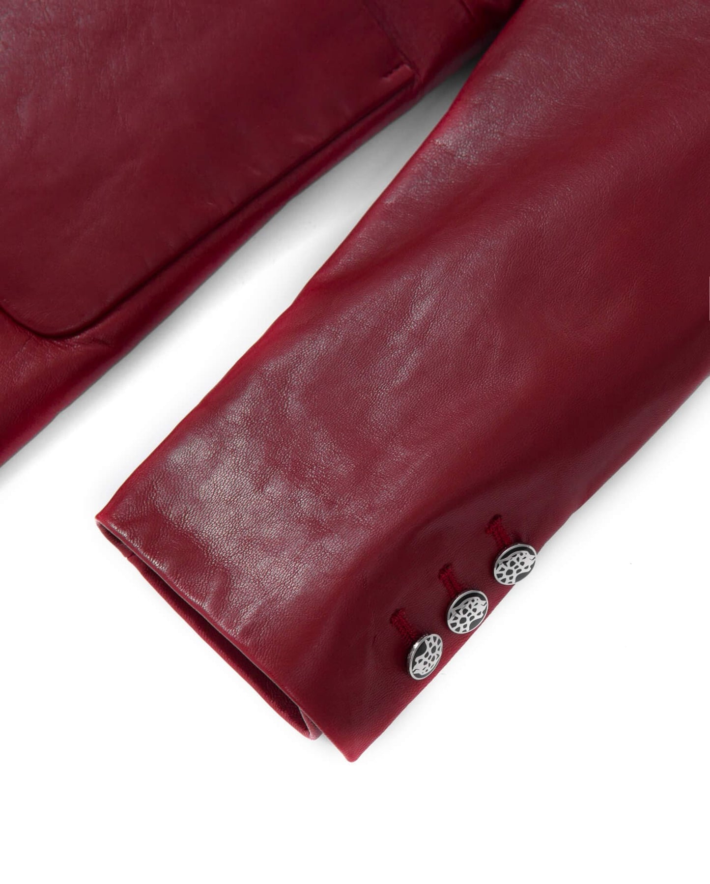 Red Goatskin Patched Leather Blazer Coat