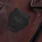 Shirt Collar Goatskin Patched Leather Bomber Jacket