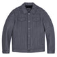 Grey Woven Button Up Leather Trucker Jacket