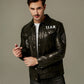 Casual Rhinestoned printed Denim Leather Jacket