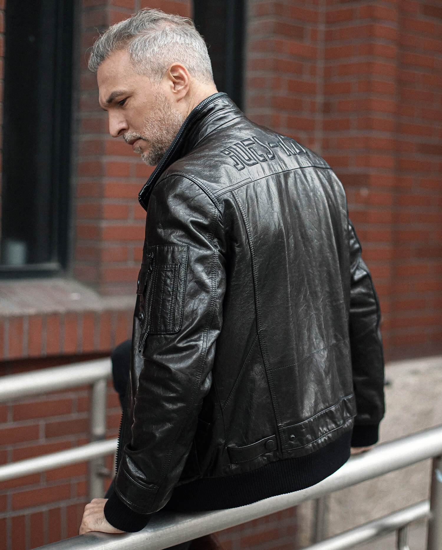 casual trend bomber leather jacket
