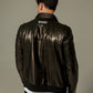 Casual Vegetable Tanned Goatskin Leather Jacket