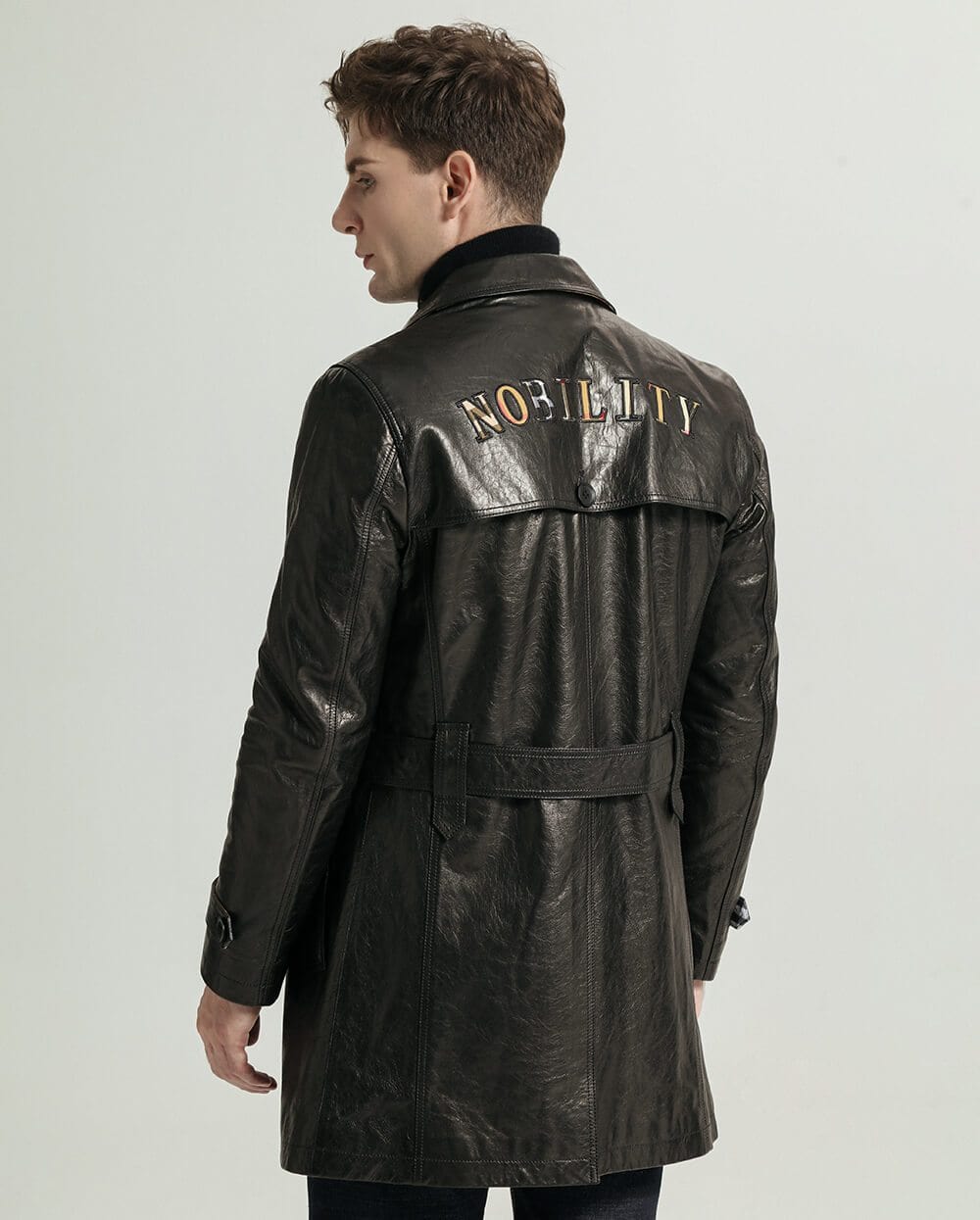 Classic Embroidered Belted Vegetable Tanned Goatskin Trench