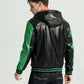 Stylish Multi Color Hooded Sheepskin Leather Jacket